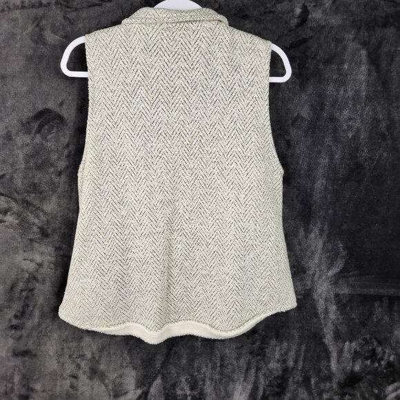 Altar'd State Gray Chevron Sherpa Vest Full Zip Size M Gray Fleece Lining - Picture 2 of 7